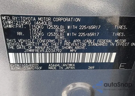 2018 Toyota Rav4 Xle from USA, damaged, VIN JTMRFREV9JD234792